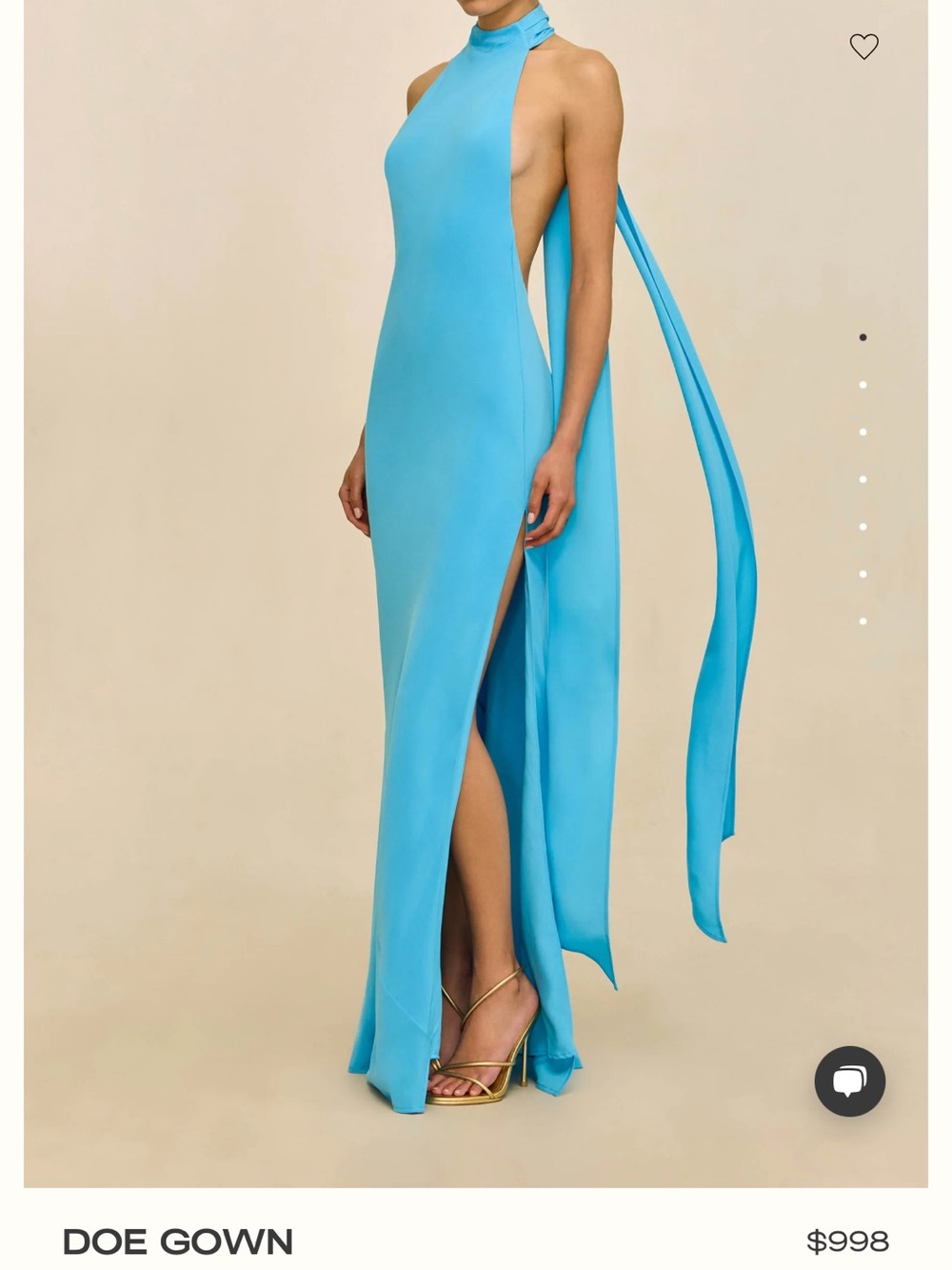 NWT cult gaia Turquoise Backless Halter Gown